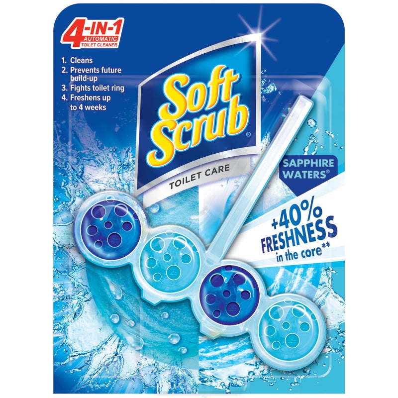 Soft Scrub 4-in-1 Rim Hanger Toilet Bowl Cleaner, Sapphire Waters, 6 Count - Image 1